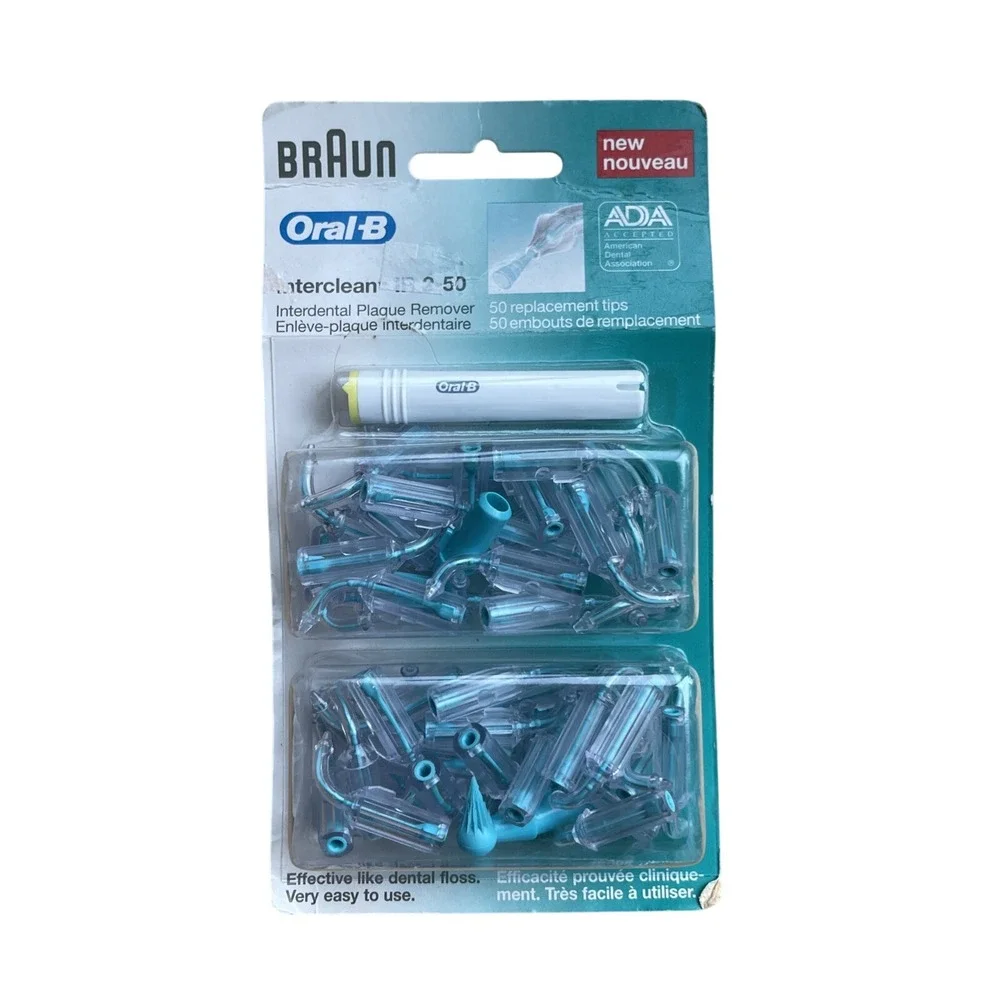 Braun Oral B Interclean IR 2-50 Plaque Remover Replacement Tips 50 Each New, HTF